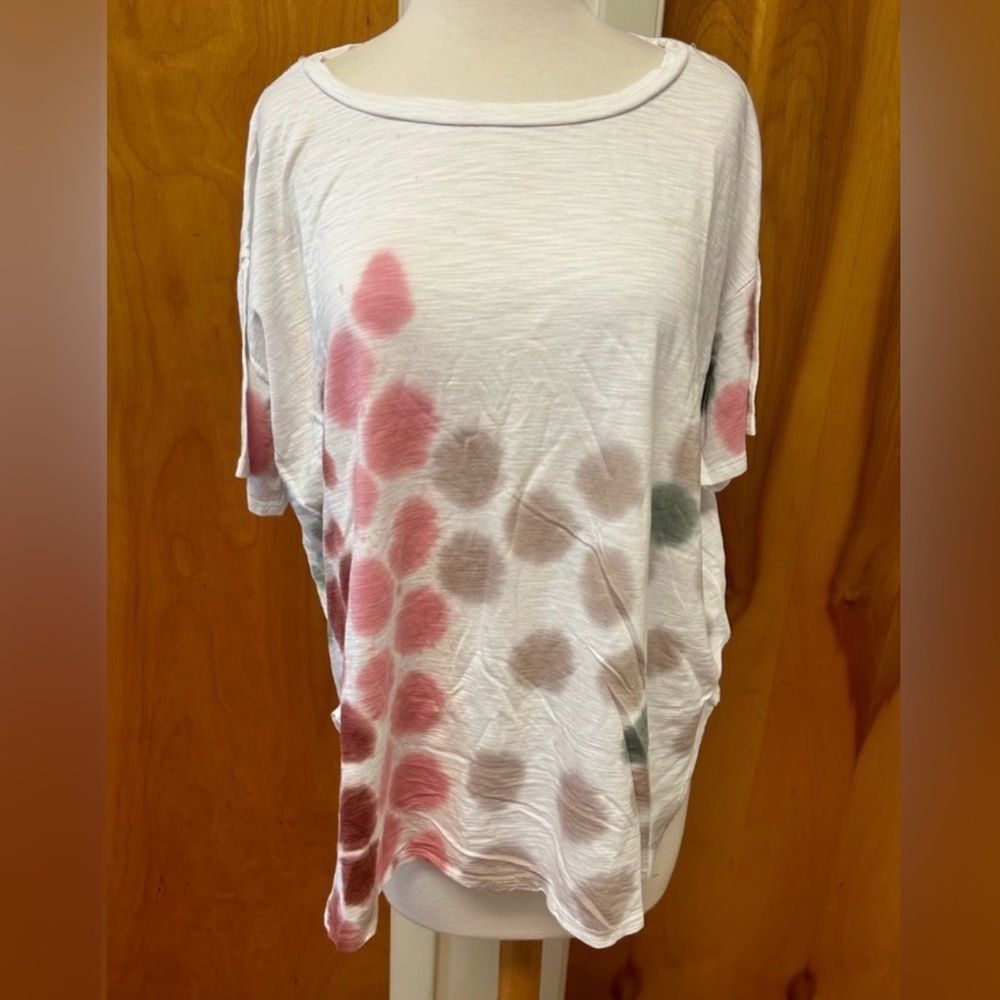 Anthropologie Pink and Green Tie-Dye Short Sleeve Tee M - Picture 4 of 5